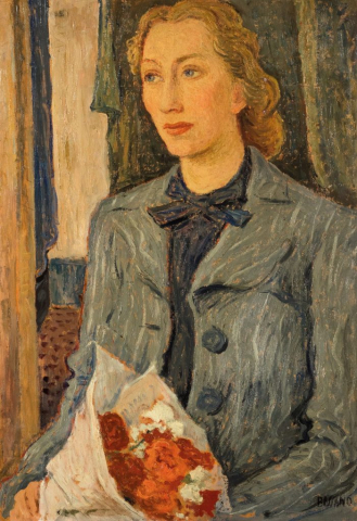 Luigi Bassano giovane donna con fiori | Art Recup